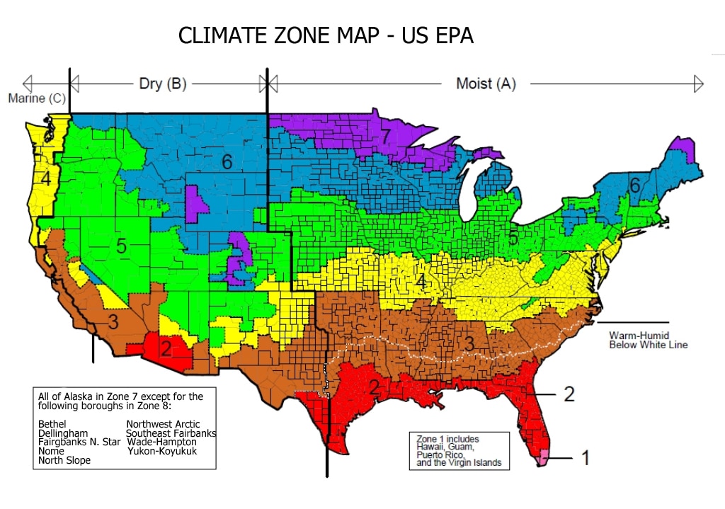 US Climate Zone Map DOE IRC Building Advisor