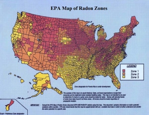 US EPA Map of Radon Risk in US Counties