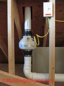 Centrifugal duct fan for radon mitigation