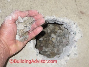 Crushed stone or gravel below slab simplifies radon mitigation