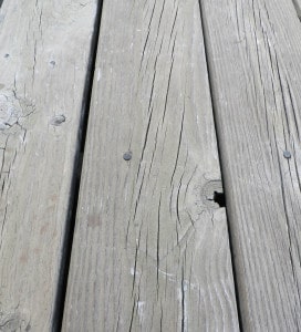 Direct sunlight causes excessive weathering of wood decking