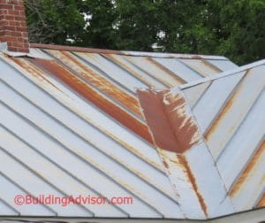 Rusted galvanized metal roofing