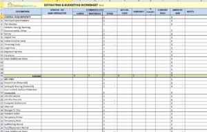 Free estimating spreadsheet sample