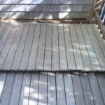 Hardwood decking weathers to silver gray if not refinished regularly.