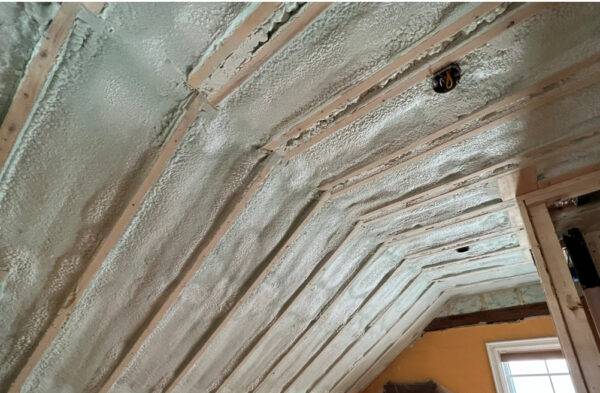 Closed-cell spray foam used in attic insulation retrofit